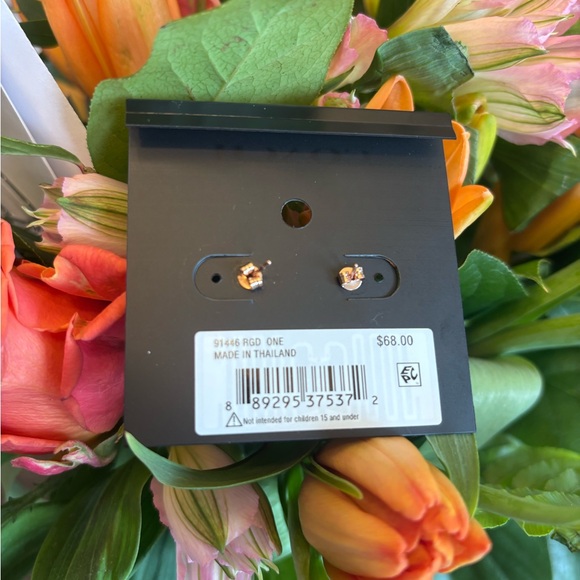 NIP Coach Signature Pave Bar Stud Earrings in rose gold finish - Picture 4 of 4